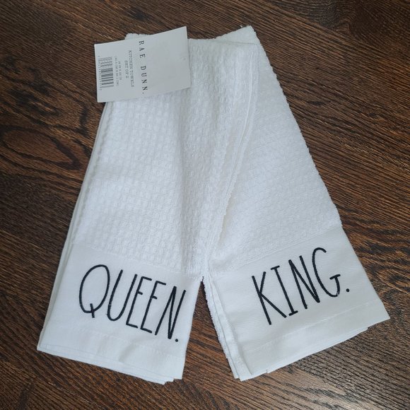 Rae Dunn “Queen” & “King” Kitchen Towel Set